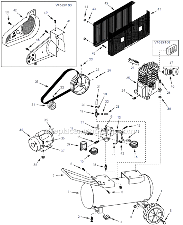 Page A Diagram and Parts List for VT631800 2001 Campbell Hausfeld Compressor